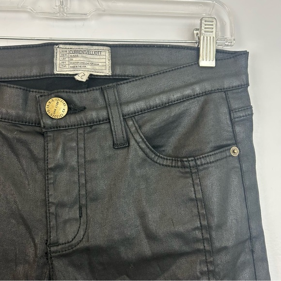 Current/Elliot Sweeney Ankle Black Coated Faux Leather Skinny Pants/Jeans Size 2 - Picture 5 of 11